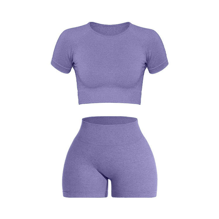 Thumbnail: 2PCS Seamless Ribbed Yoga Set for Women with Knitted Sportswear Fit