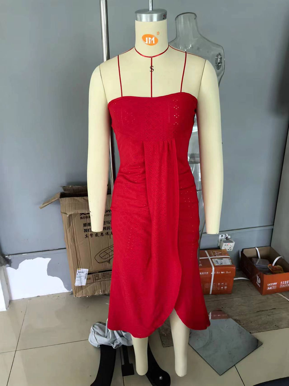 Thumbnail: Women Strapless Backless Mid-Calf Dress