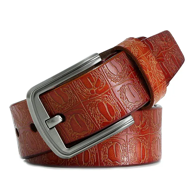 Thumbnail: Luxury Cowhide Leather Belt for Men – Vintage Pin Buckle Waist Strap for Jeans