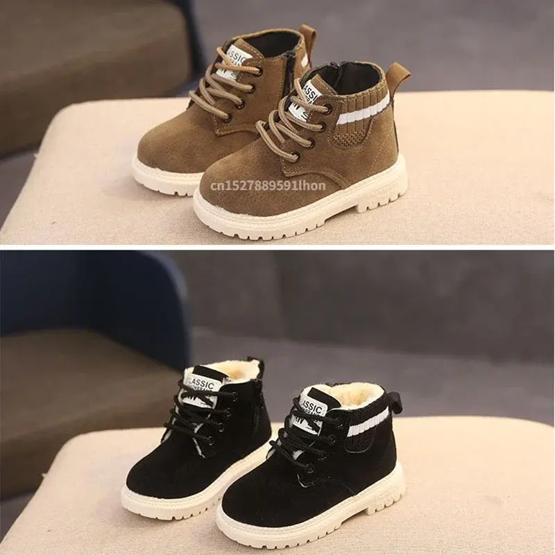 Thumbnail: Kids Winter Boots – Plush Lined Lace-Up Fashion Boots with Anti-Slip Sole