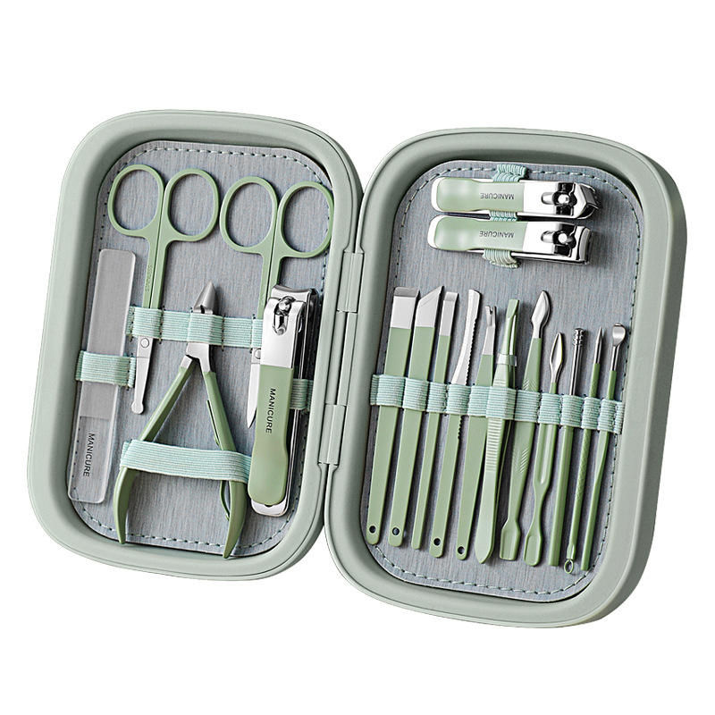 Thumbnail: Professional 16 Piece Stainless Steel Manicure and Pedicure Kit with Nail Clip