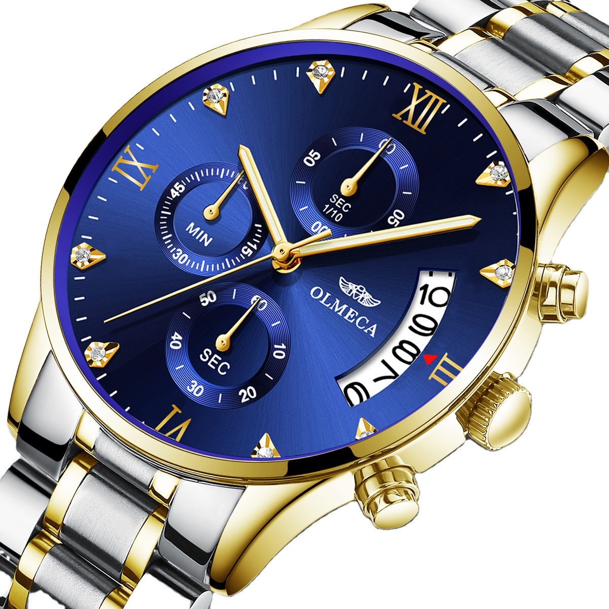 Luxury Quartz Watch with Chronograph & Two-Tone Stainless Steel Band