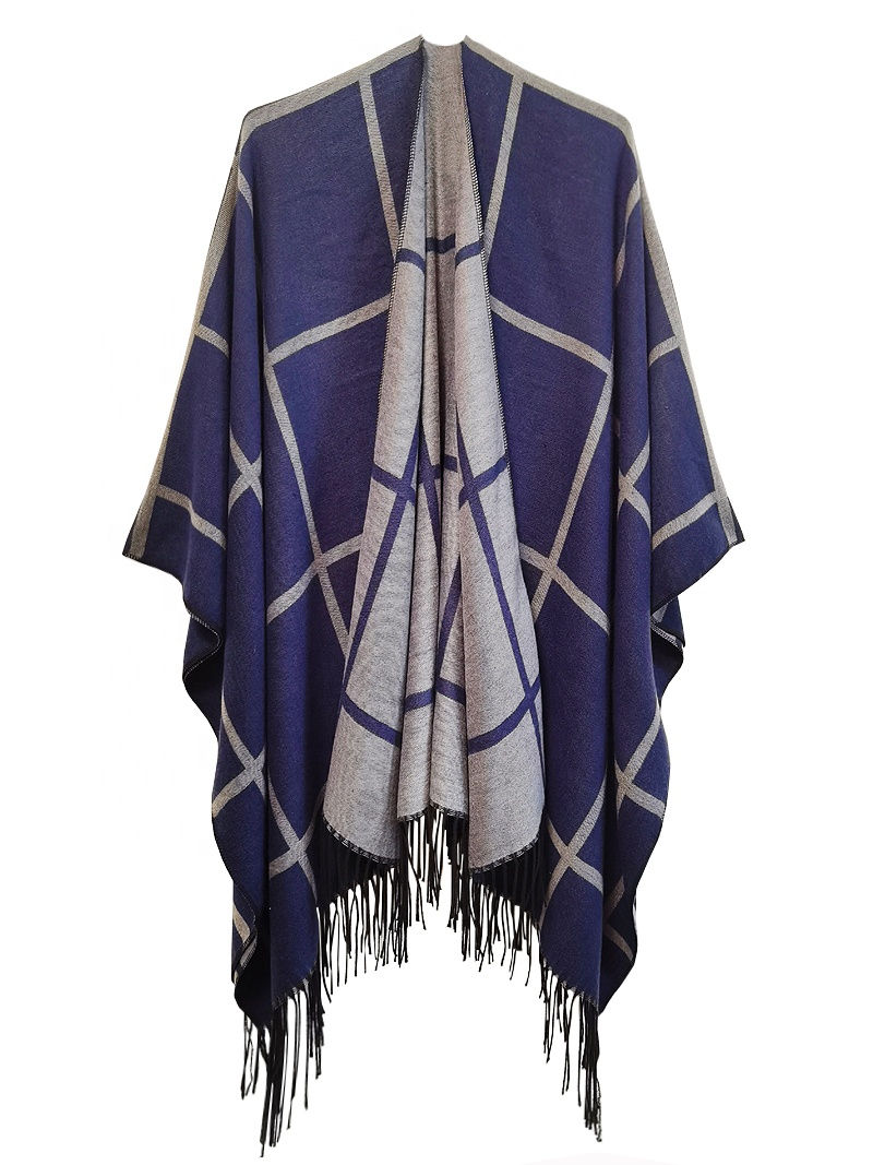 Thumbnail: Printed Poncho Hoodie Shawl Unisex Winter Wrap Custom Pattern Cloak