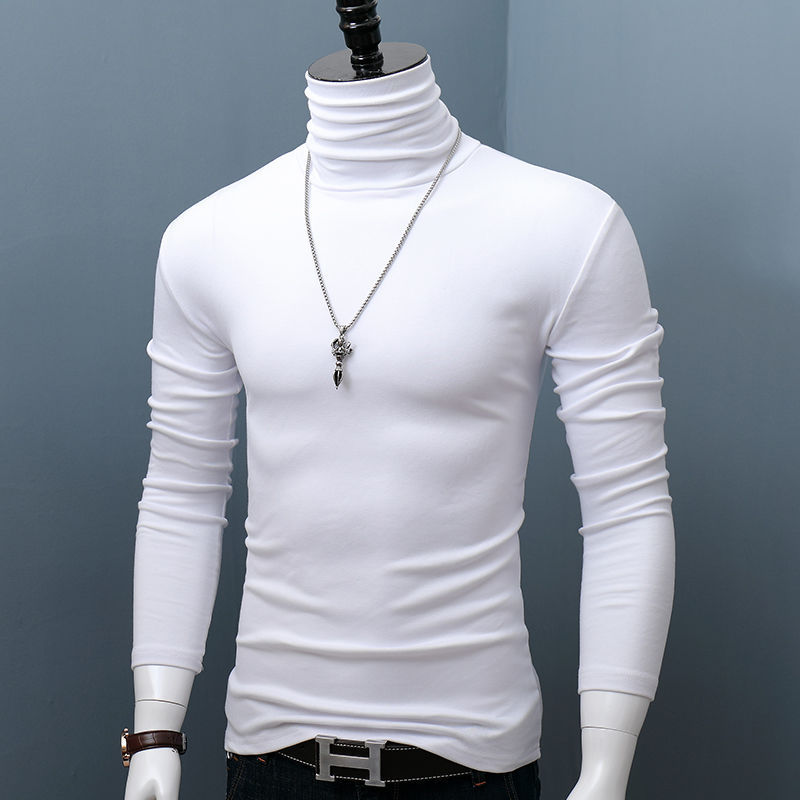 Thumbnail: Men's Dark Red Turtleneck Long Sleeve Stretch Tee