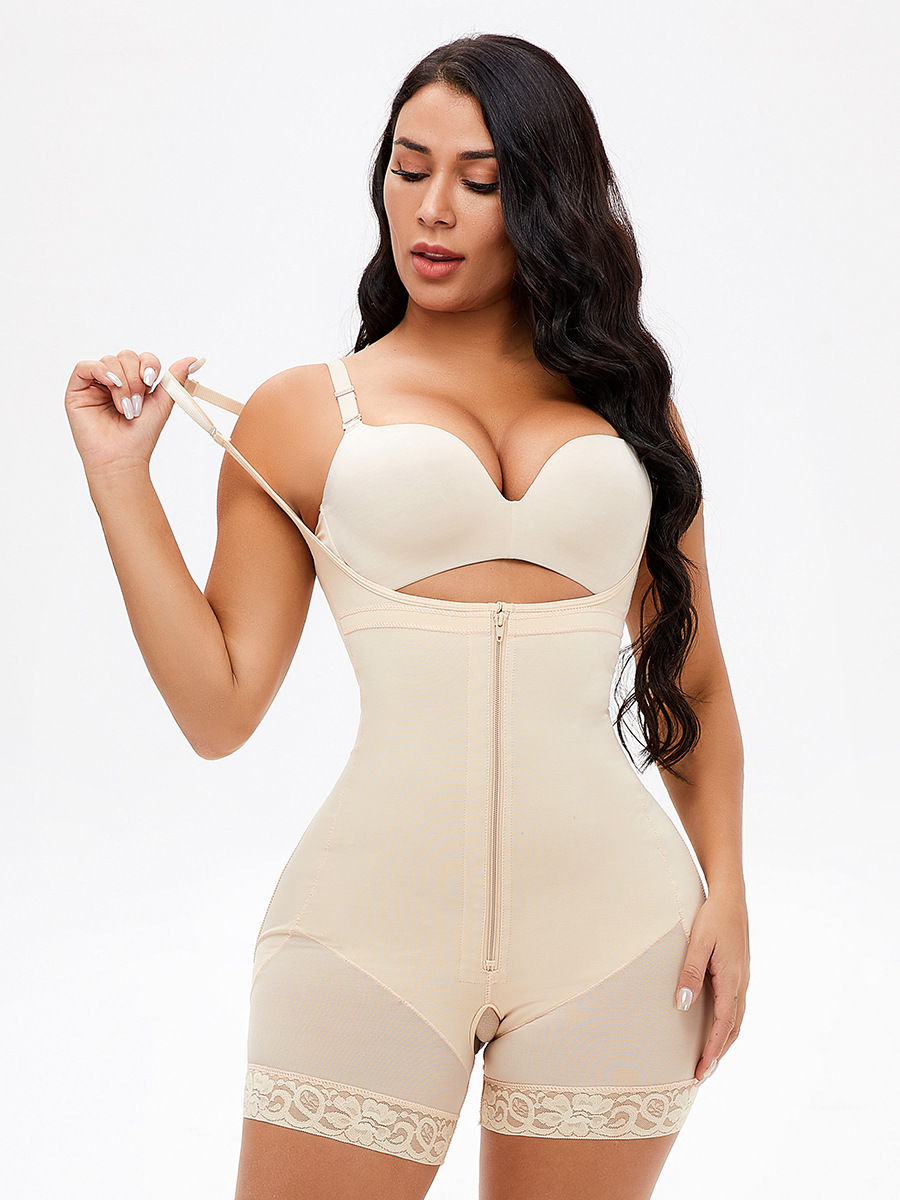Thumbnail: Plus Size Zipper‑Up Tummy Control Bodysuit