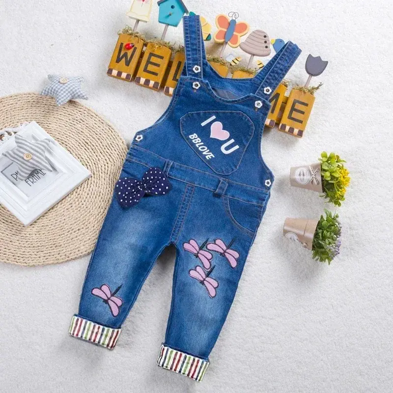 Thumbnail: Kids Denim Overalls Romper Jumper for Toddlers Boys & Girls 1-4 Years
