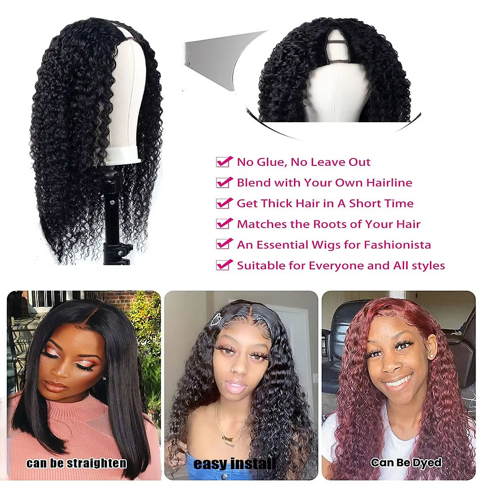 Thumbnail: Kinky Curly V Part Wig Glueless Brazilian Human Hair Deep Wave Wig