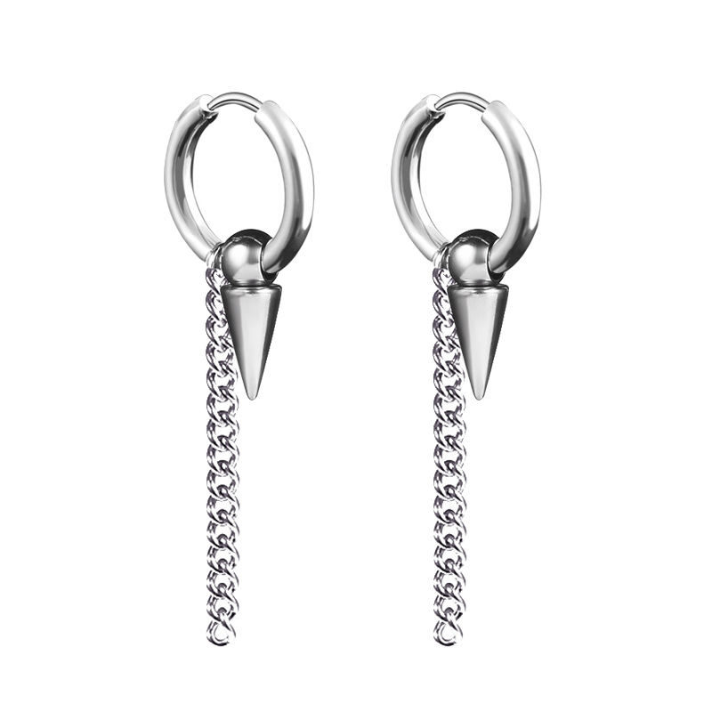 Thumbnail: Punk Gothic Stainless Steel Cross Drop Earrings