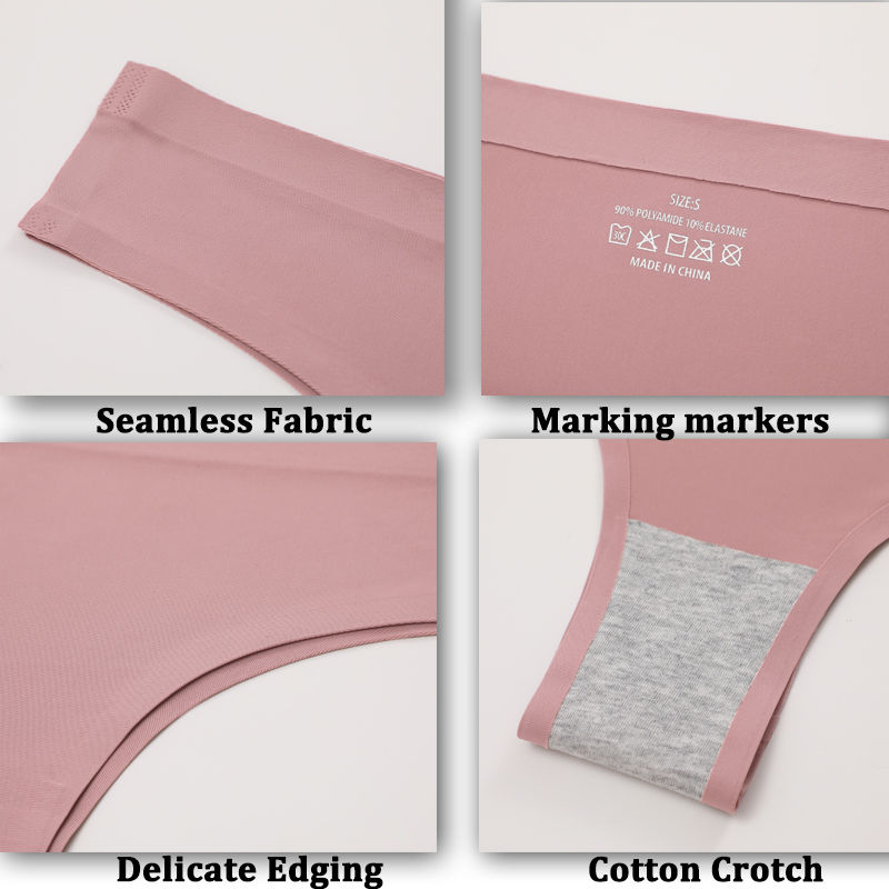 Thumbnail: Womens 3 Pack Seamless Low Rise Brazilian Cut Underwear Ultra Thin Panties