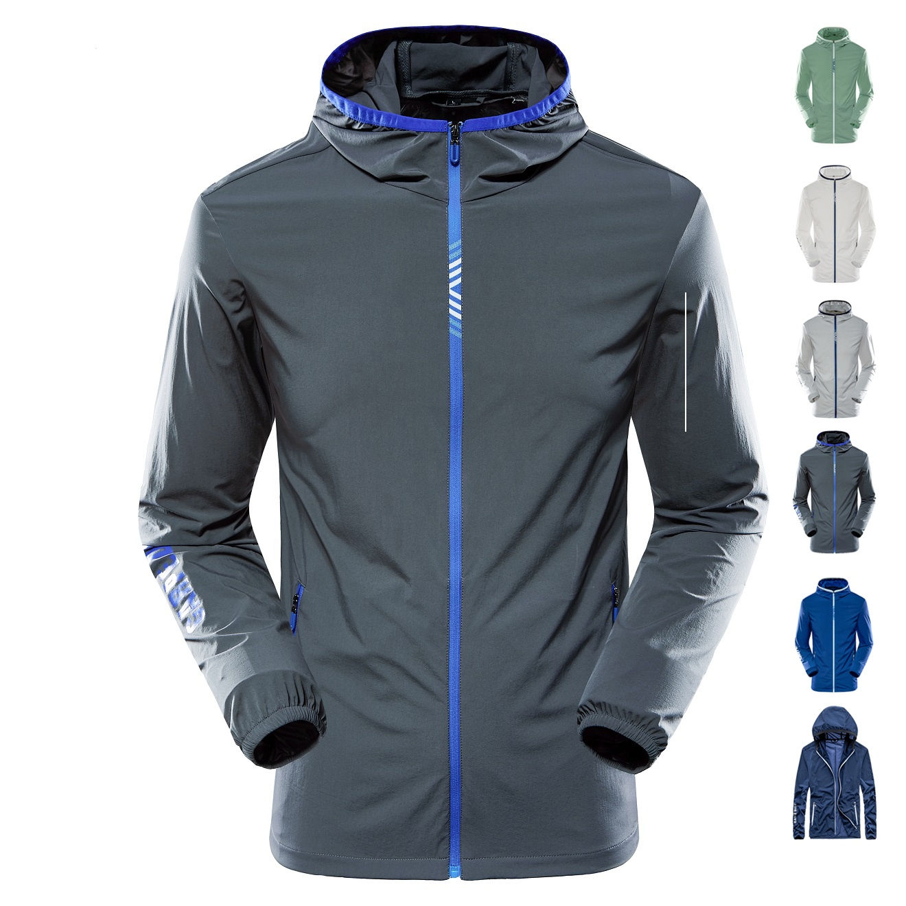 Men’s Waterproof Lightweight Packable Hooded Rain Sport Jacket UV Protection