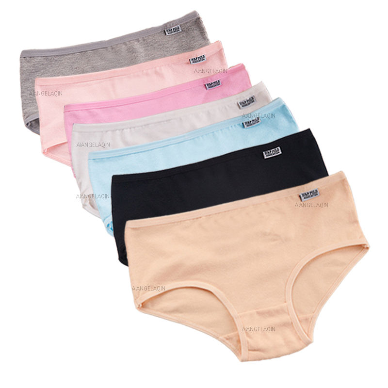 Thumbnail: Women’s 7PCS Cotton Panties Plus Size Mid-Rise Briefs Solid Underwear