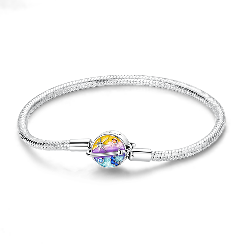 Thumbnail: Elegant Silver Bracelet with Heart Shell Butterfly Footprint Adjustable