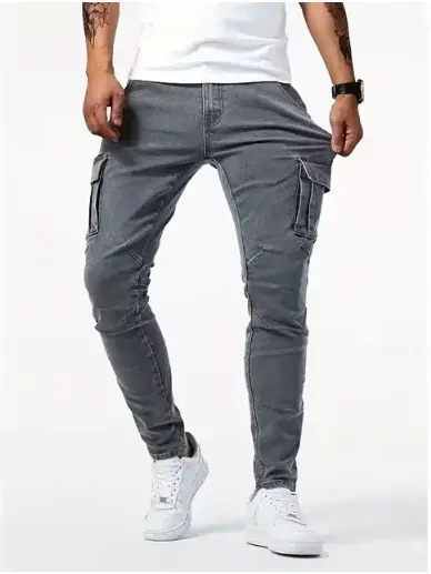 Thumbnail: StoneFlex Cargo Jeans – Men's Denim Slim Fit Multi-Pocket Street