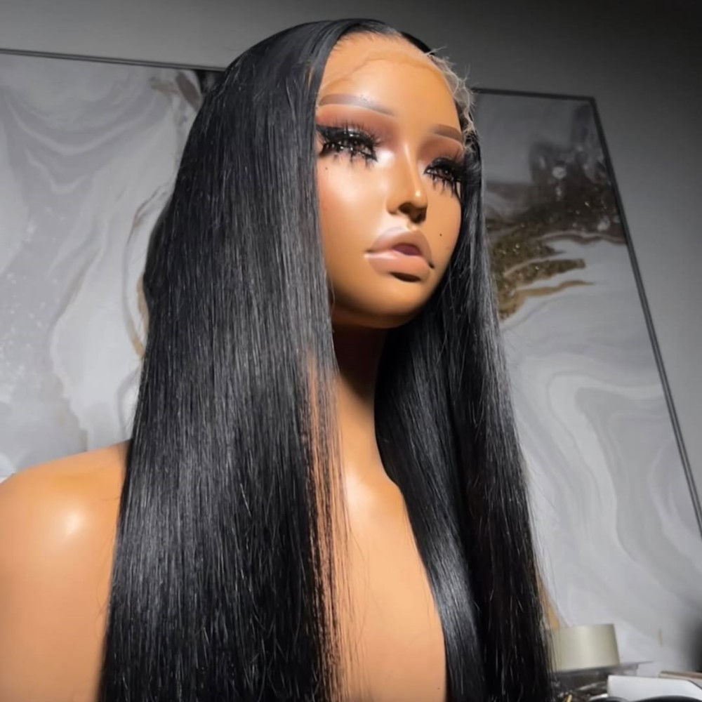 40-Inch Yaki Straight Full Lace Wig – Brazilian Human Hair