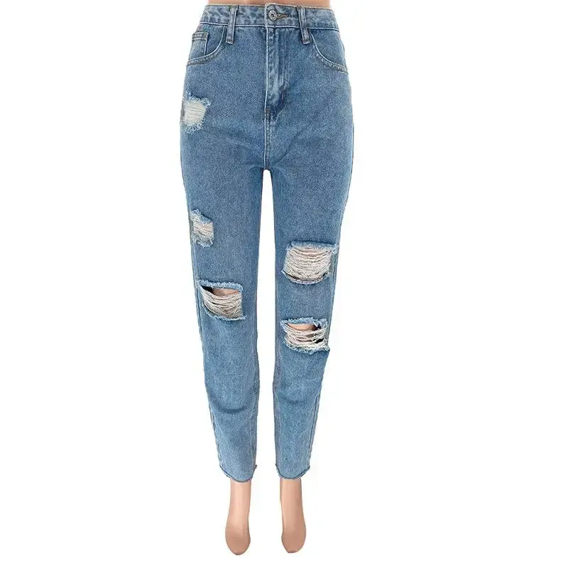 Thumbnail: Women’s Tight Ripped Skinny Jeans – Stretch Distressed Denim