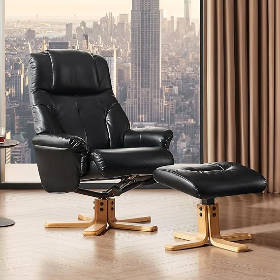Thumbnail: 360° Swivel Recliner Chair with Ottoman