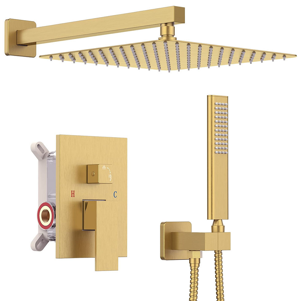 Thumbnail: Black Wall Mounted High Pressure Shower System with Rainfall Head and Hand Spray