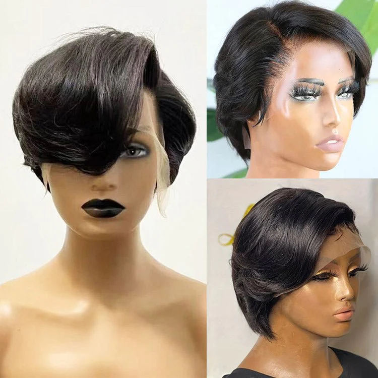 Pixie Cut Brazilian Human Hair Wig – 13x4 Lace Front, Straight & Glueless Wear