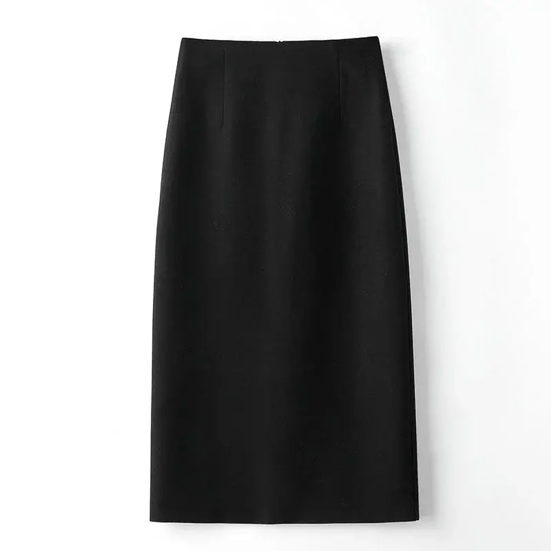 Thumbnail: Womens High Waist Midi Skirt Solid Color Slim Fit with Belt Office Streetwear
