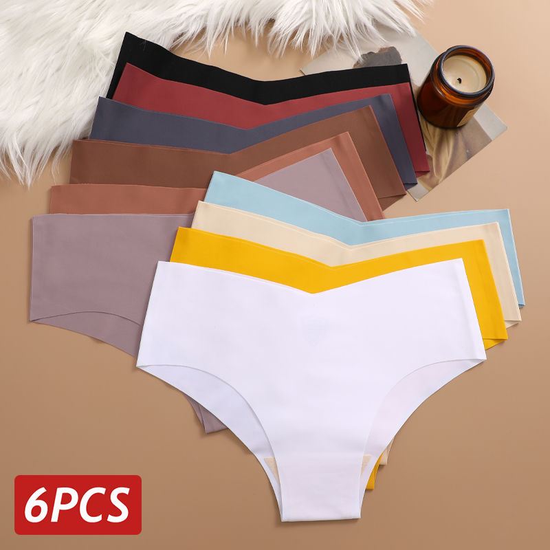 Thumbnail: Women’s 6PCS Seamless Ice Silk Panties Set Low-Waist Ultra-Thin Briefs