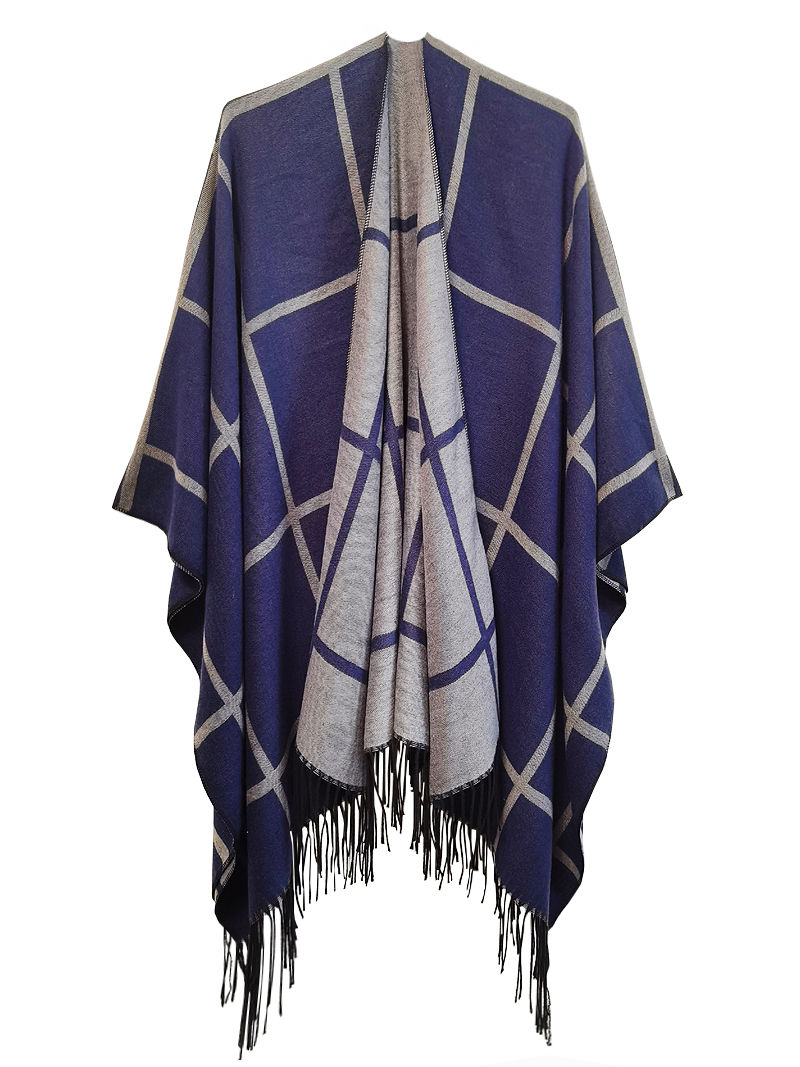 Thumbnail: Printed Poncho Hoodie Shawl Unisex Winter Wrap Custom Pattern Cloak
