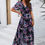 Thumbnail: Women Elegant Chiffon Floral V-Neck Party Dress