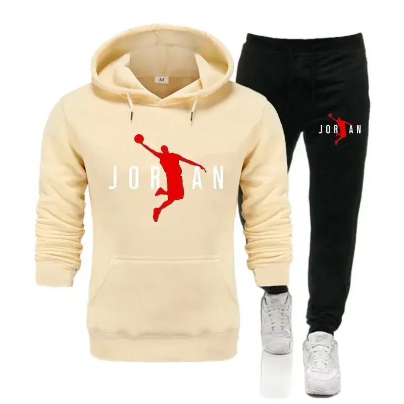 Thumbnail: Men’s Thick Fleece Hoodie & Jogger Tracksuit Set for Fall & Winter
