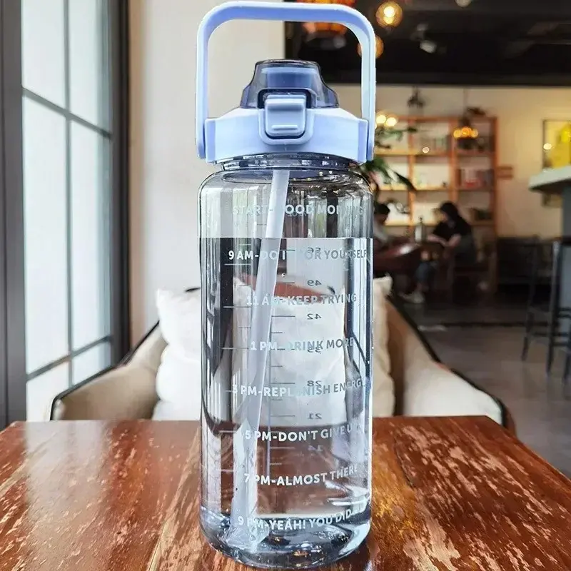 Thumbnail: 2L Portable Plastic Water Bottle with Straw – Large Capacity Travel Kettle