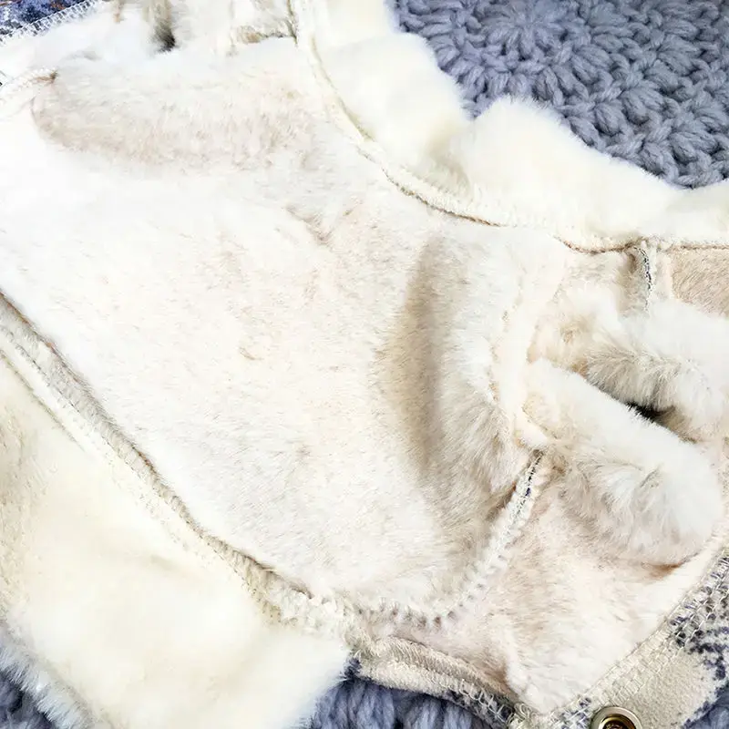 Thumbnail: Autumn & Winter Pet Plaid Coat – Thick Wool-Lined Plush Jacket for Dogs & Cats