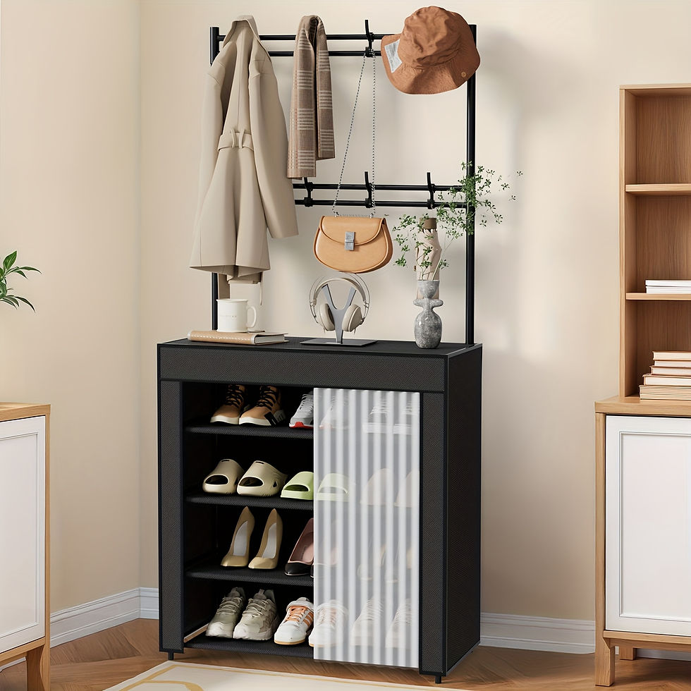 Thumbnail: 3-in-1 23 Multi-Functional Metal Storage Rack with 5/6 Shelves & 8 Hooks
