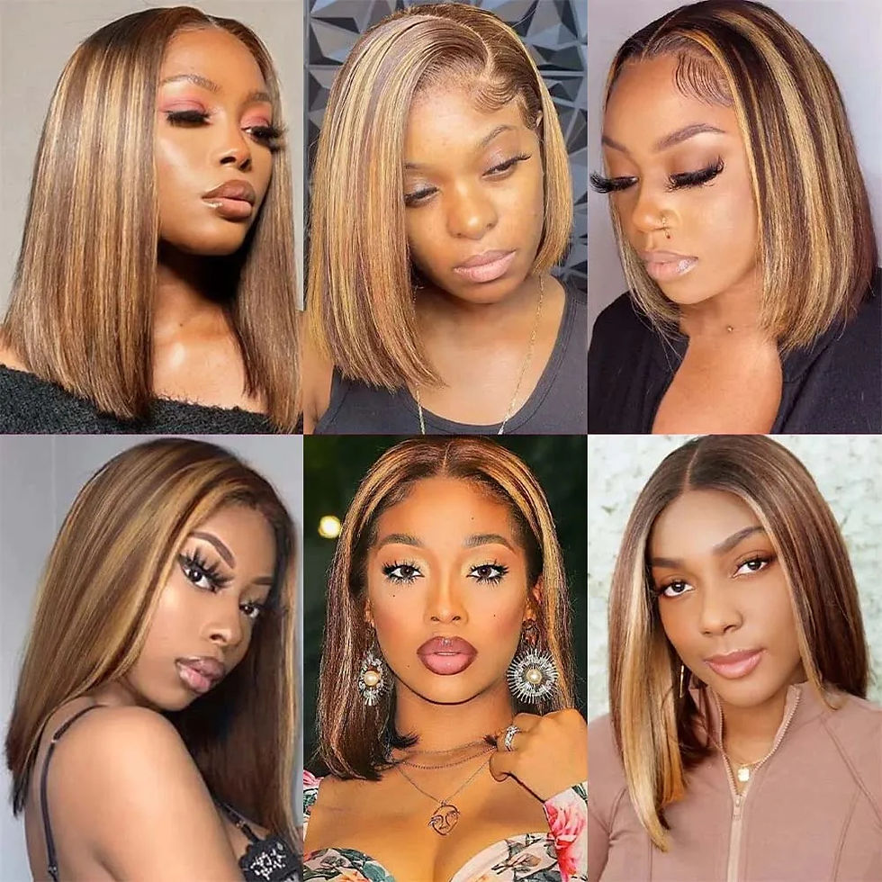 Thumbnail: Ombre 4/27 Highlight Straight Bob Wig 13x4 Lace Front Human Hair