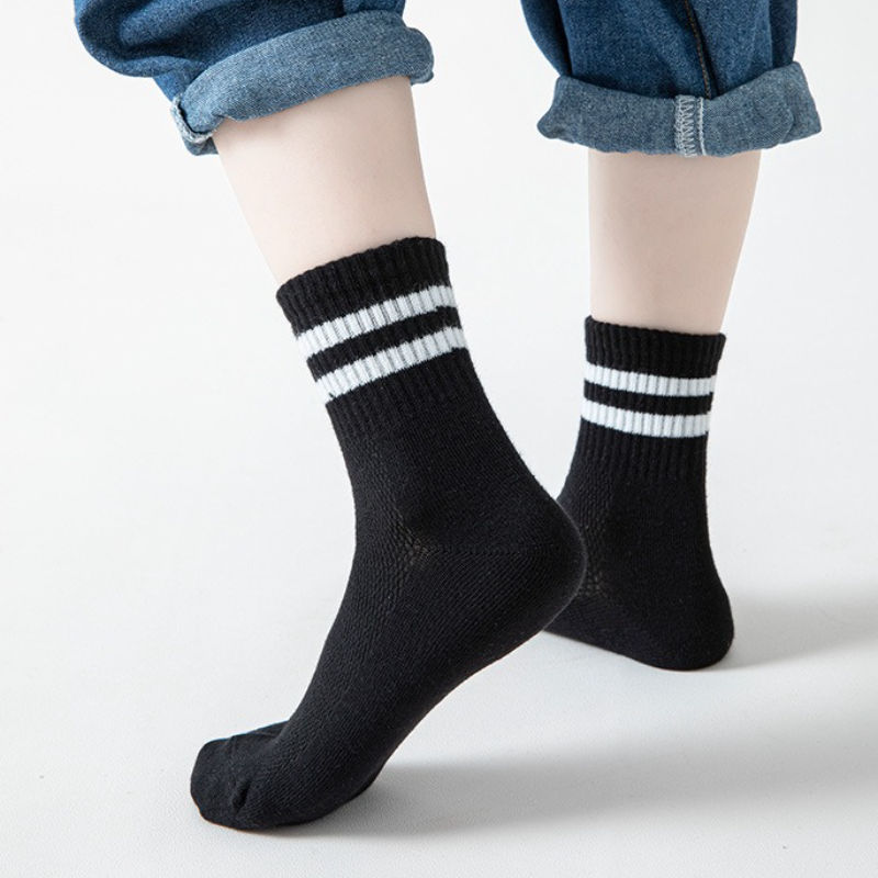 Thumbnail: 5 Pairs Breathable Cotton Mesh Socks for Kids Spring Summer Middle Tube Design