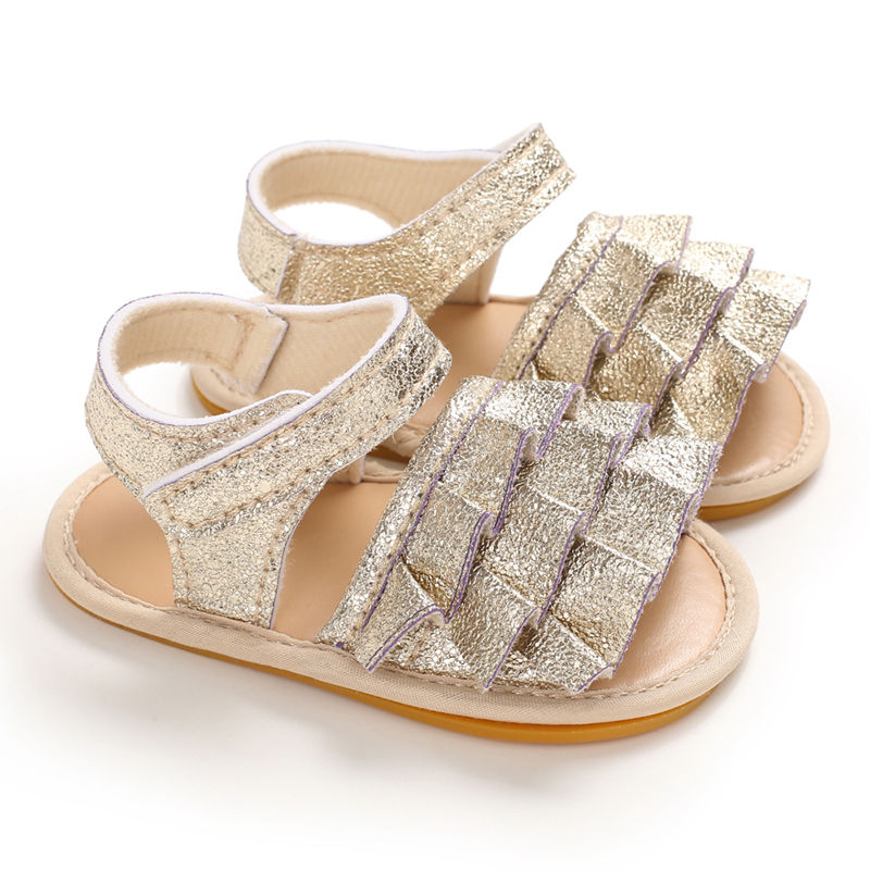 Thumbnail: Newborn Baby Baptism Shoes Elegant Gold Princess Style First Walkers
