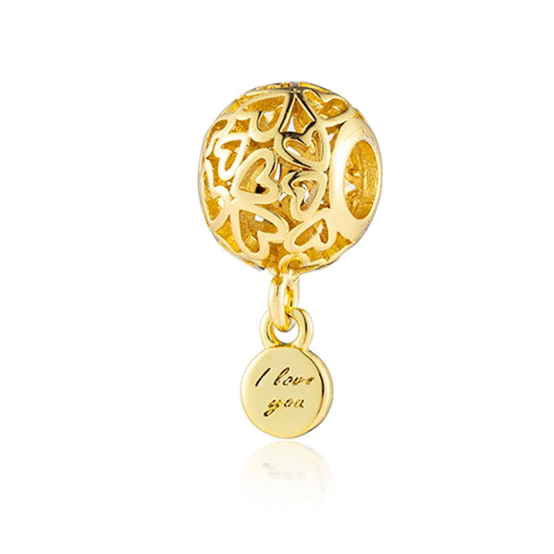 Thumbnail: Sparkling Gold Plated Charm Beads for Silver Bracelet Elegant Jewelry Accessory