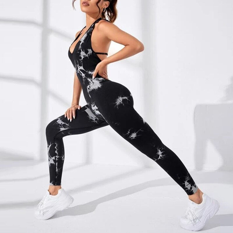 Thumbnail: Backless Sleeveless Playsuit for Women Full Season Casual Fitness Outfit