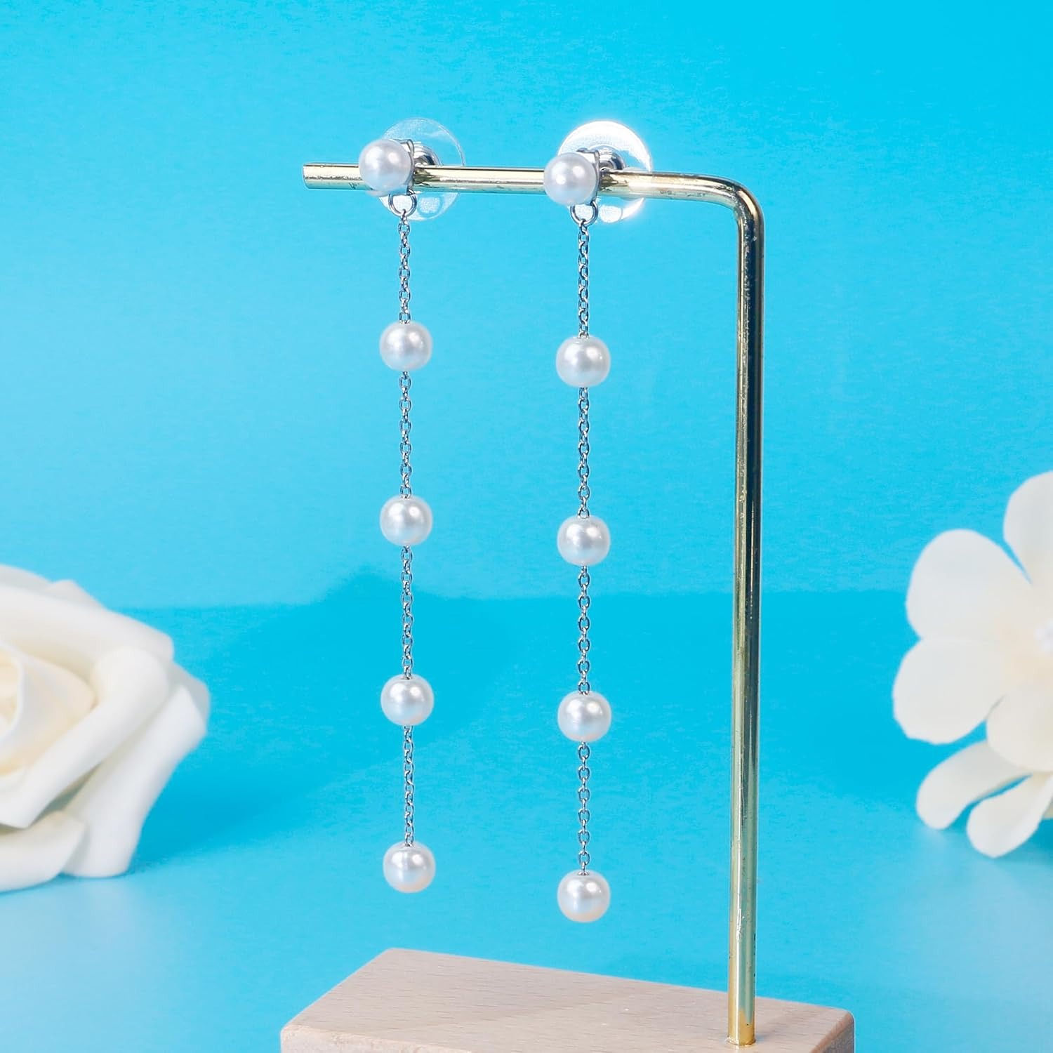 Gold & Silver Plated Pearl Drop Earrings for Women – Trendy Summer Jewelry