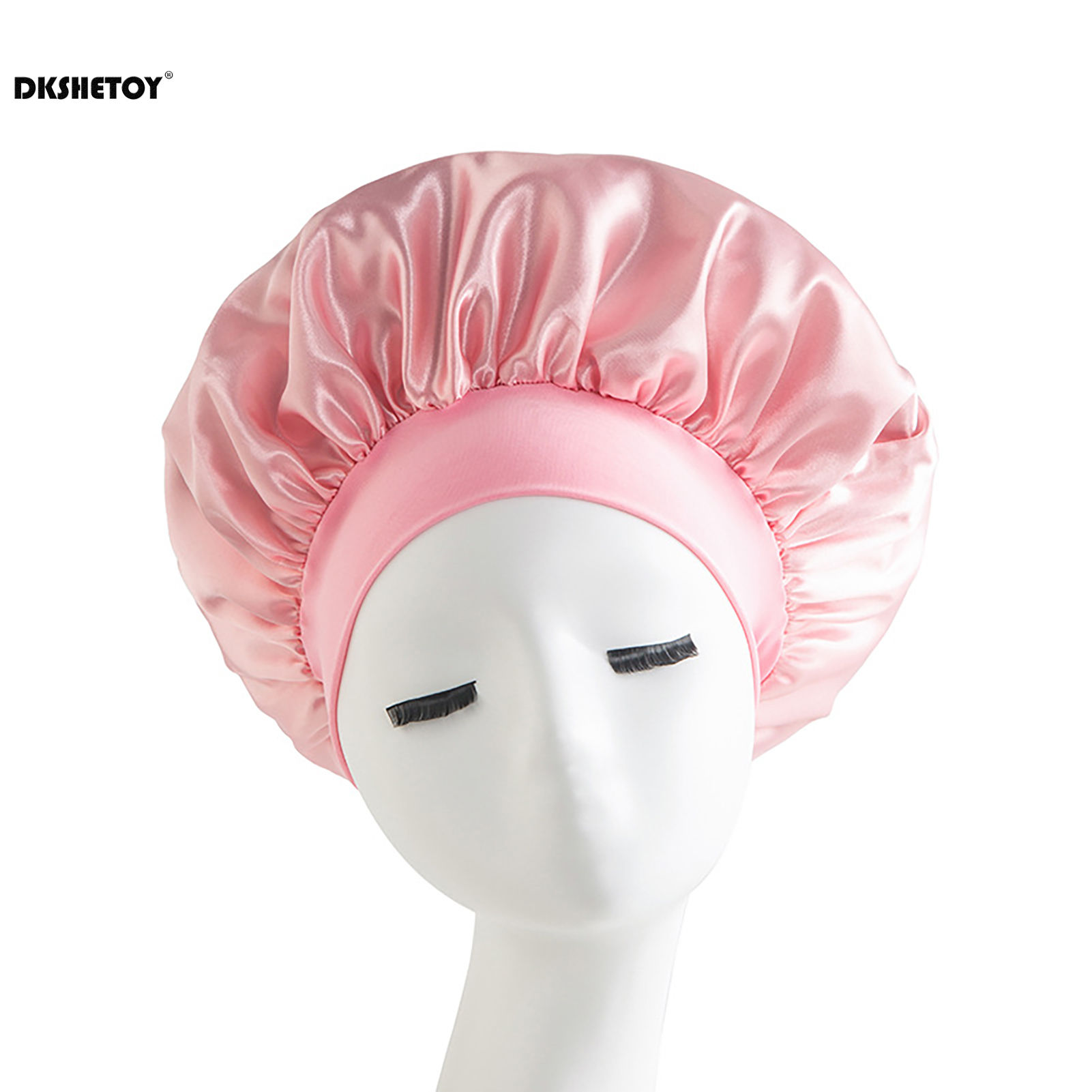 Soft Satin Shower Cap with Wide Brim – Silky Night Hair Wrap