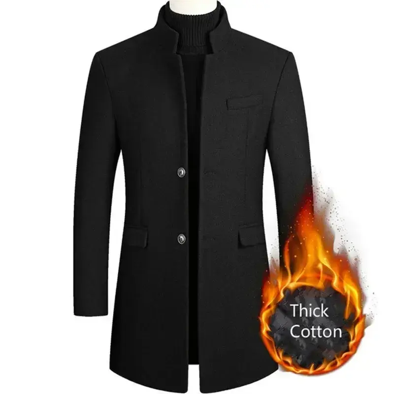 Thumbnail: Men Slim Fit Long Sleeve Cardigans Wool Blend Coat