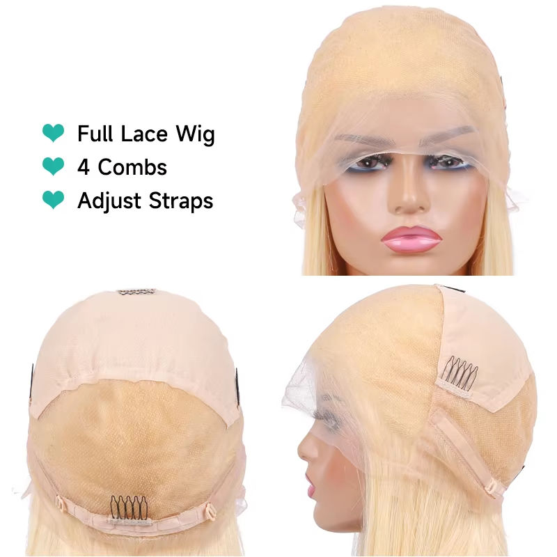 Thumbnail: 613 Blonde Straight Wig – 13x6 HD Lace Frontal Brazilian Human Hair