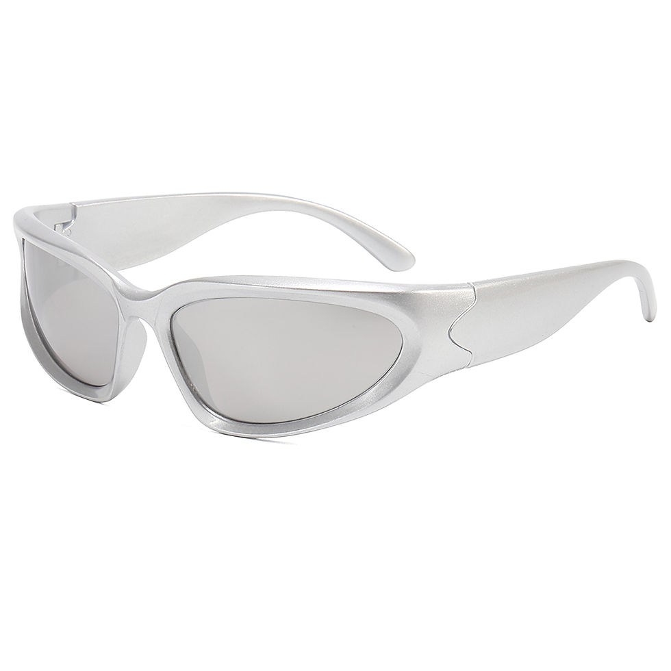 Thumbnail: Silver Mirror Oval Wrap‑Around Sport Sunglasses