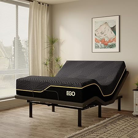 Large Adjustable Bed Frame with 14 Inch Memory Foam Mattress