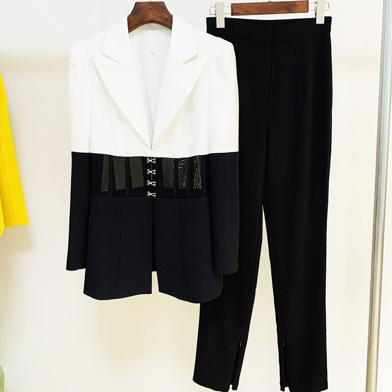 Thumbnail: Autumn Office Jacket & Pants Set Elegant Semi‑Sheer Uniform