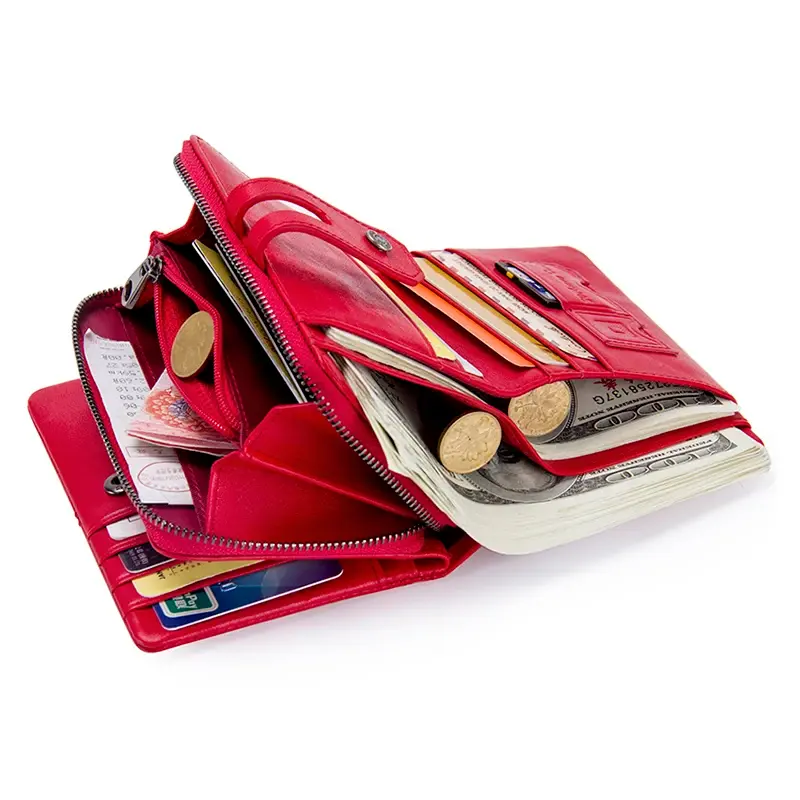 Thumbnail: Women’s Genuine Leather Small Short Wallet with Coin Purse and Card Holder