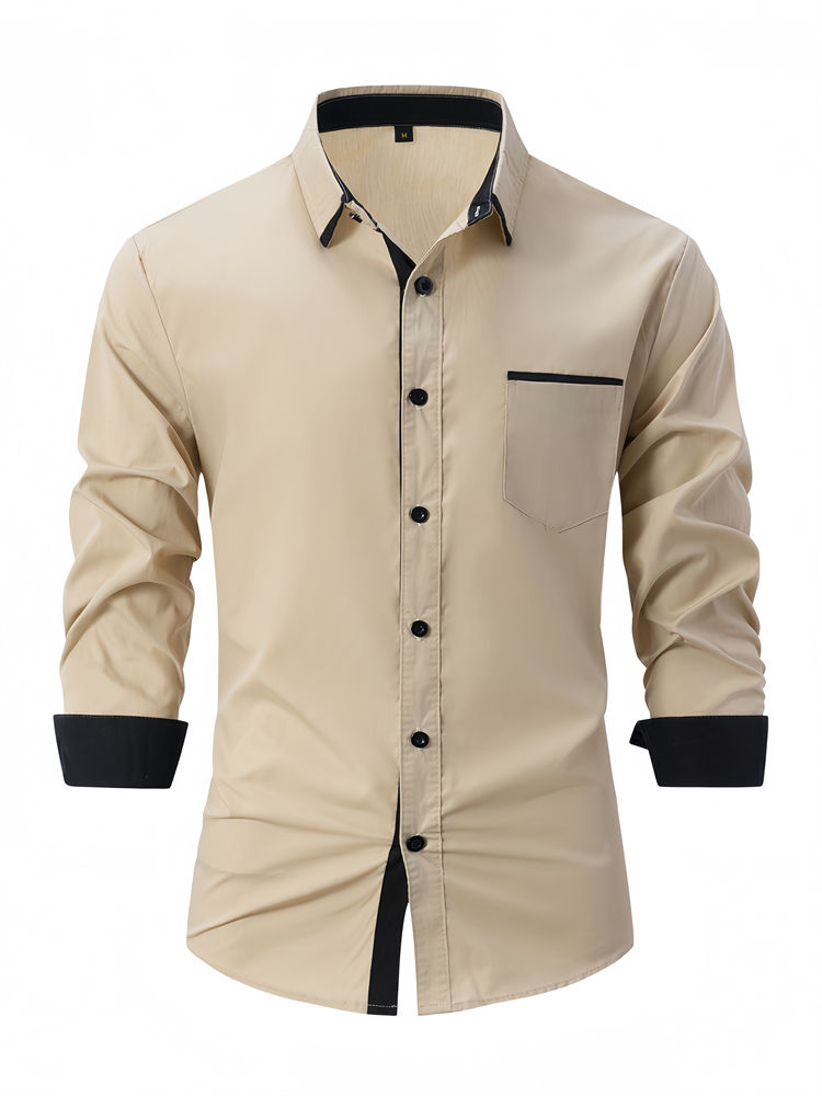 Thumbnail: Men’s Solid Color Business Dress Shirt – System Buckle Design, Formal Style