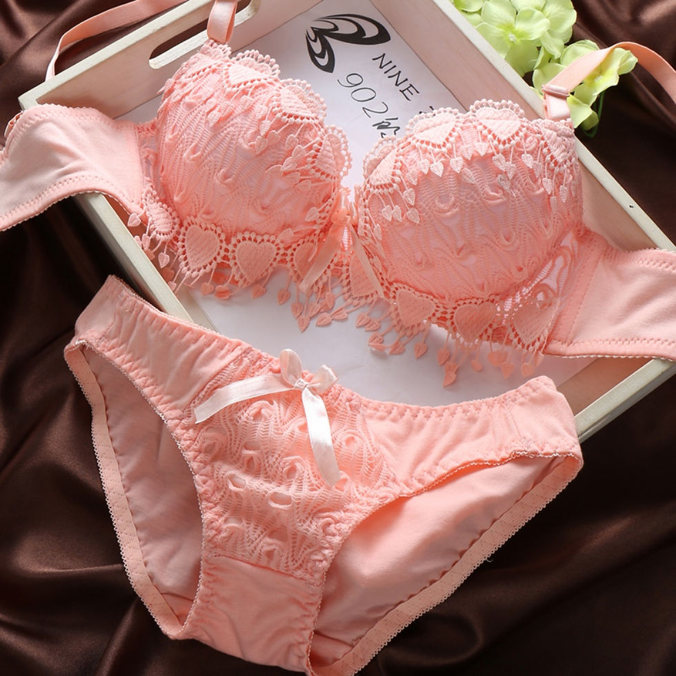 Thumbnail: Women Lace Bra Sets Flower Printed Underwear Suit Sexy Lady Ultra-Thin