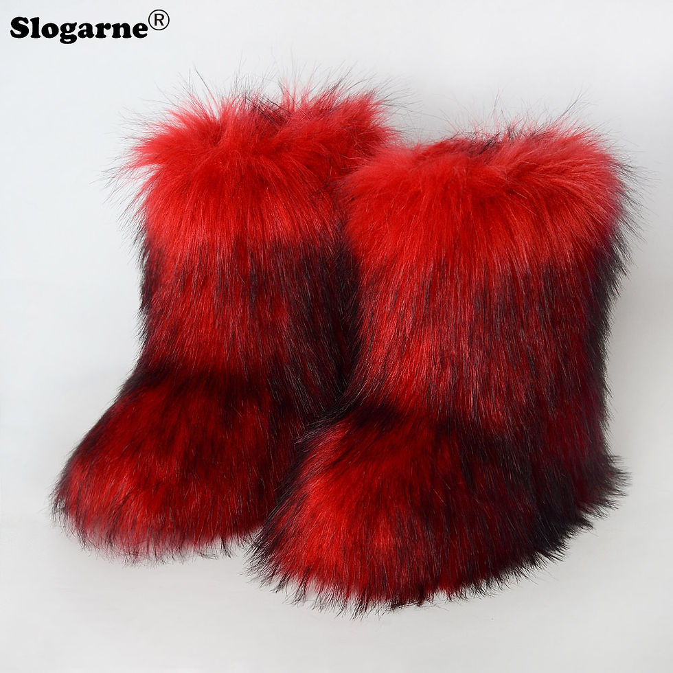 Thumbnail: Luxury Faux Fur Plush Mid-Calf Snow Boots with Platform Warm Lining
