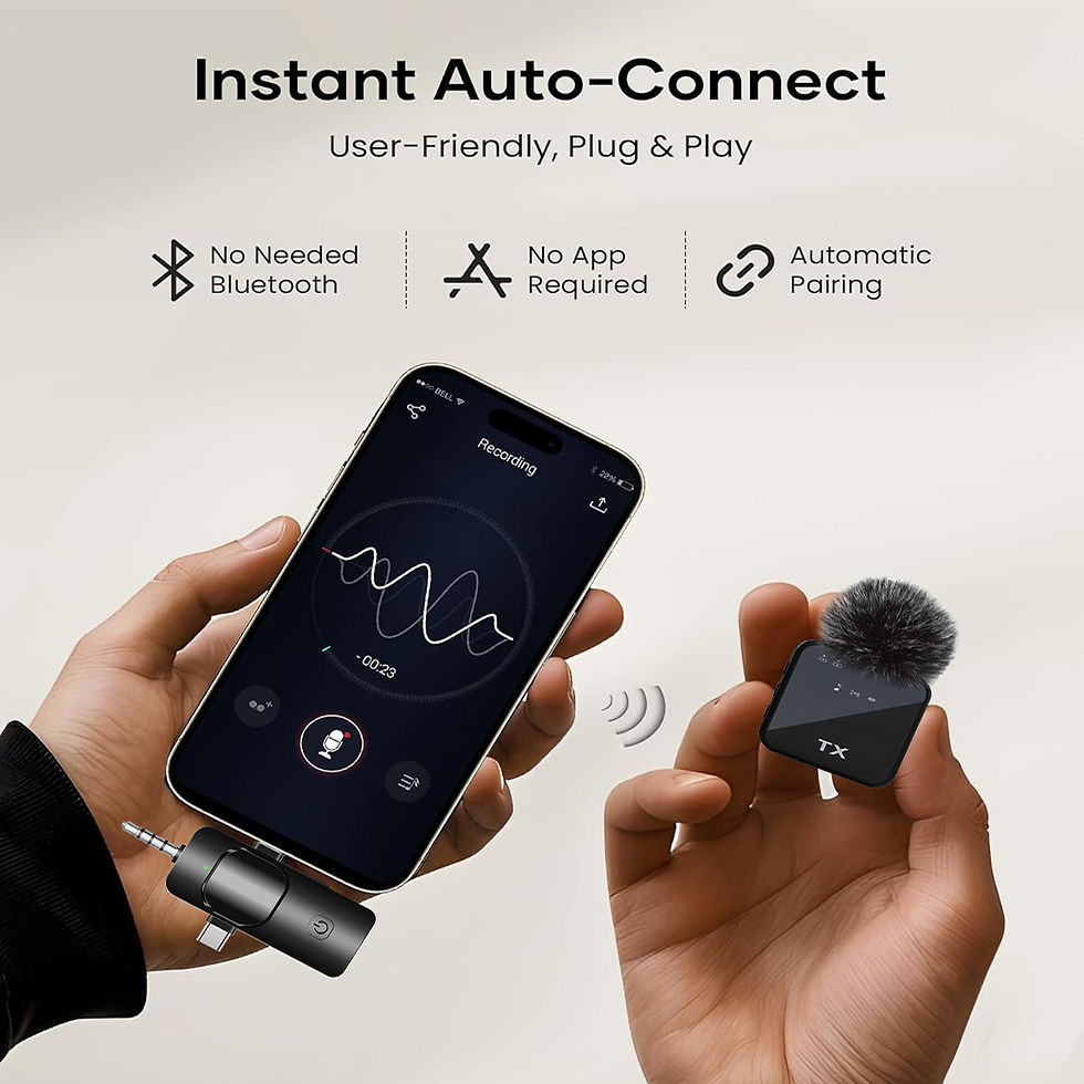 Thumbnail: 3-in-1 Wireless Lavalier  microphone for Camera, iPhone & Android – CE Certified