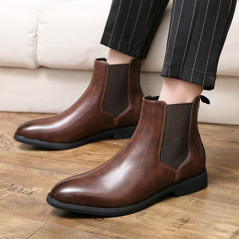 Thumbnail: Mens Chelsea Boots Velvet Lined Fashionable Leather Autumn Winter Style