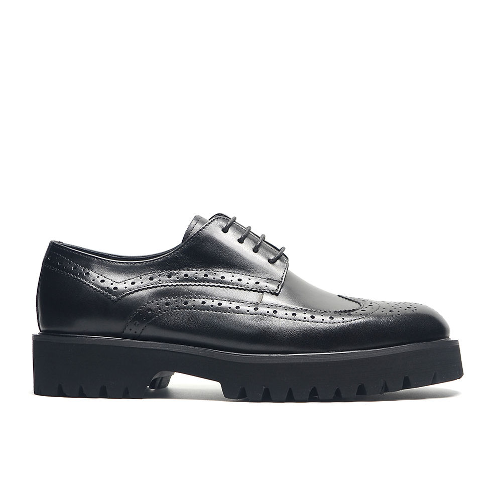 Thumbnail: Men's Leather Derby Dress Shoes With Chunky Sole And Wingtip Brogue Oxford Style