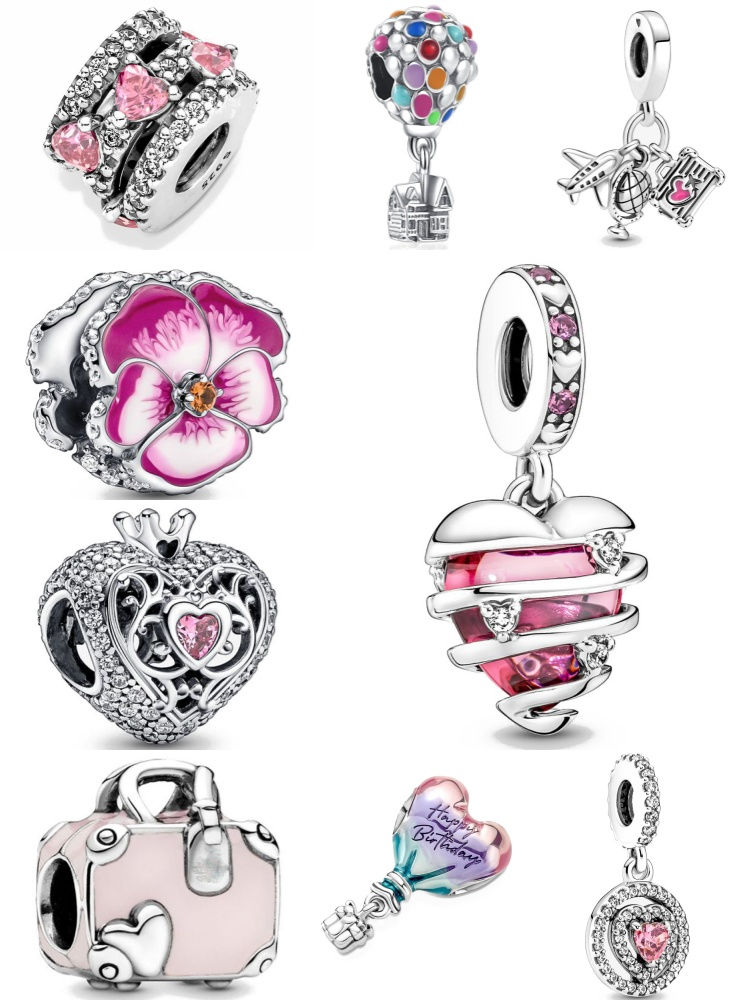 Thumbnail: Spring Pink Flower Charm – 925 Silver Bead with Zircon for European Bracelets